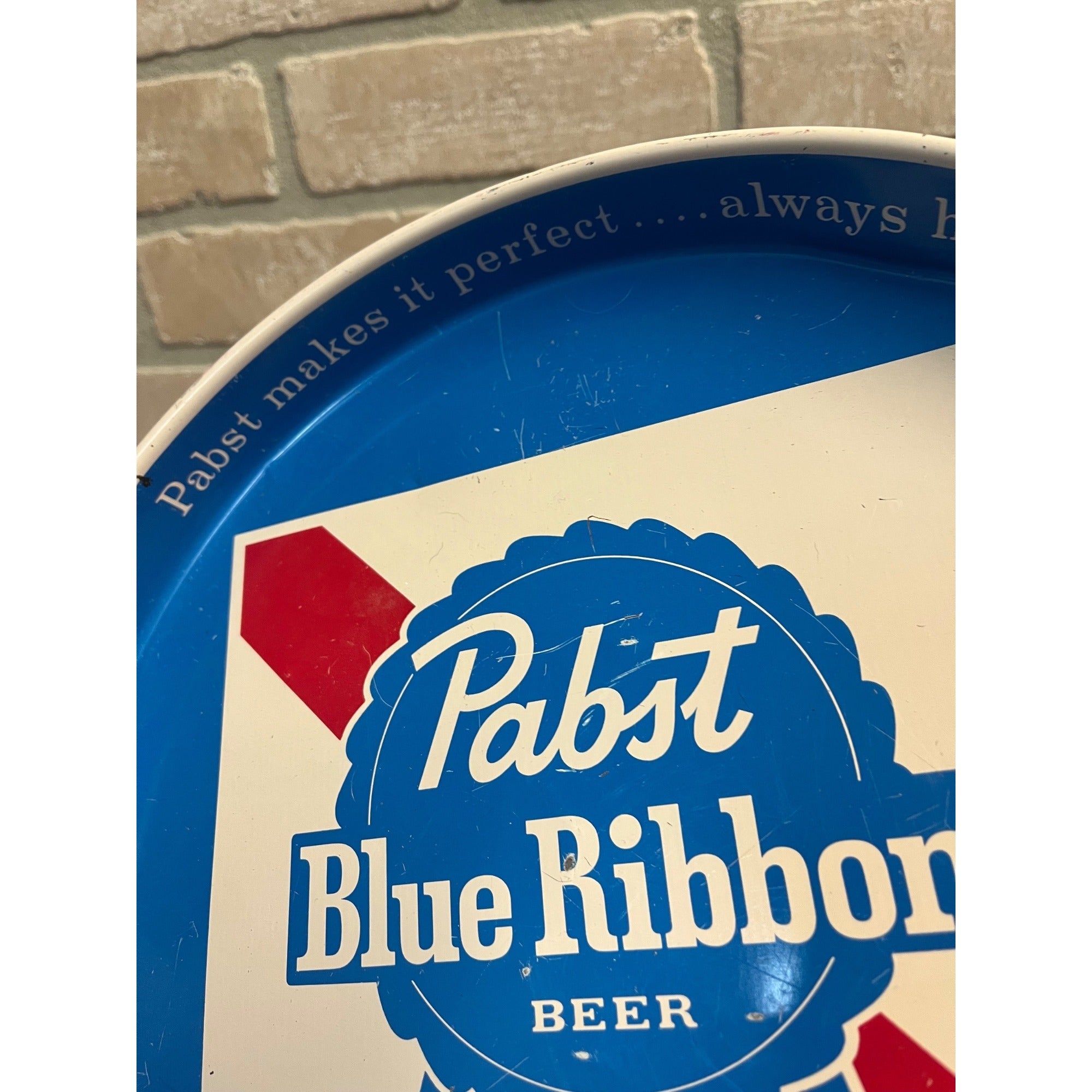 Pabst Blue Ribbon Beer Serving Tray Advertising Blue