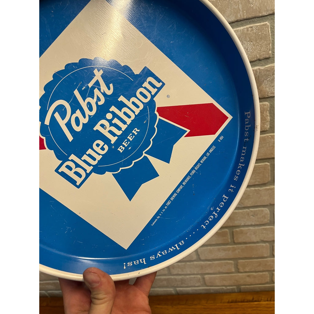 Pabst Blue Ribbon Beer Serving Tray Advertising Blue