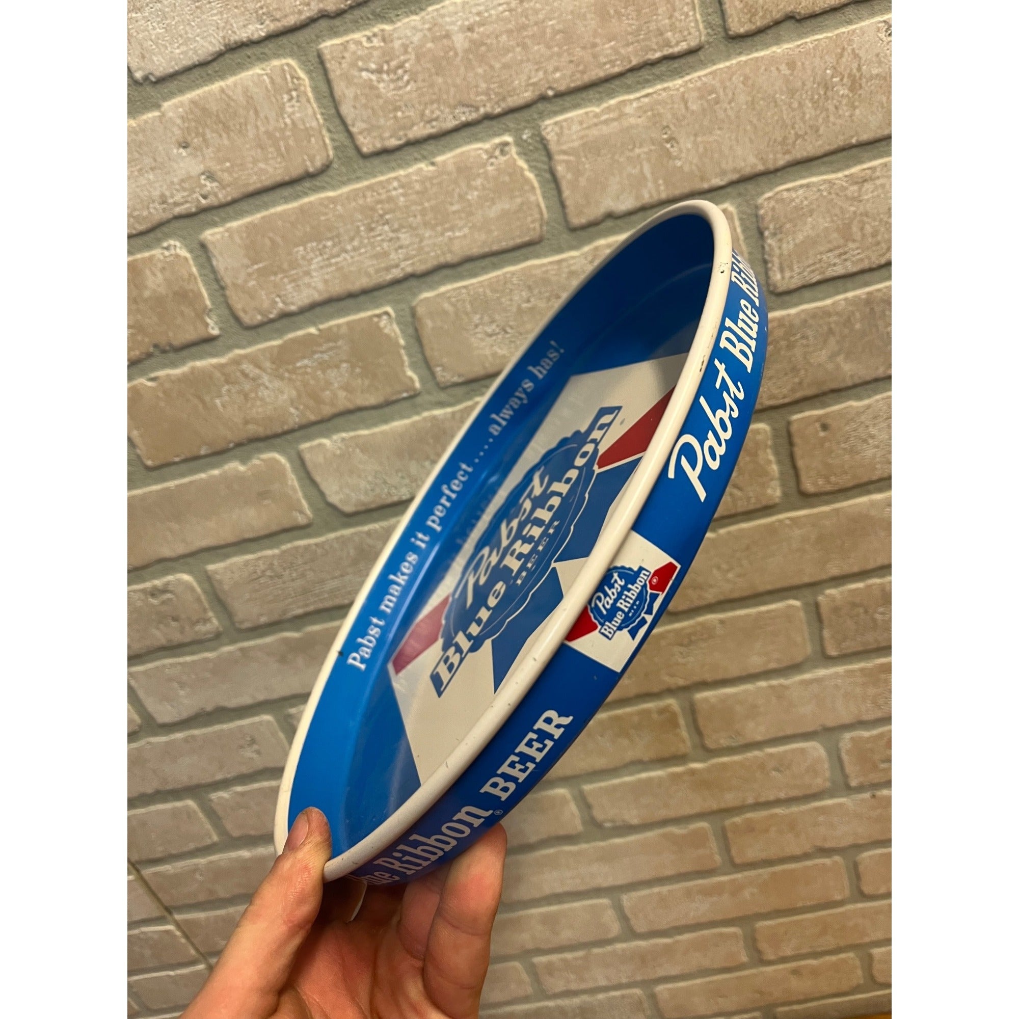 Pabst Blue Ribbon Beer Serving Tray Advertising Blue