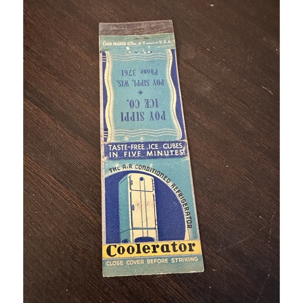 Vintage 1940s Poy Sippi Ice Co. Advertising Matchbook Wis Coolerator