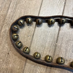Antique Primitive Old Brass Horse Sleigh Bells Christmas 75" Long Leather