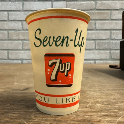 Vintage 7up 7-1/4 oz Soda Promotional Wax Paper Cup