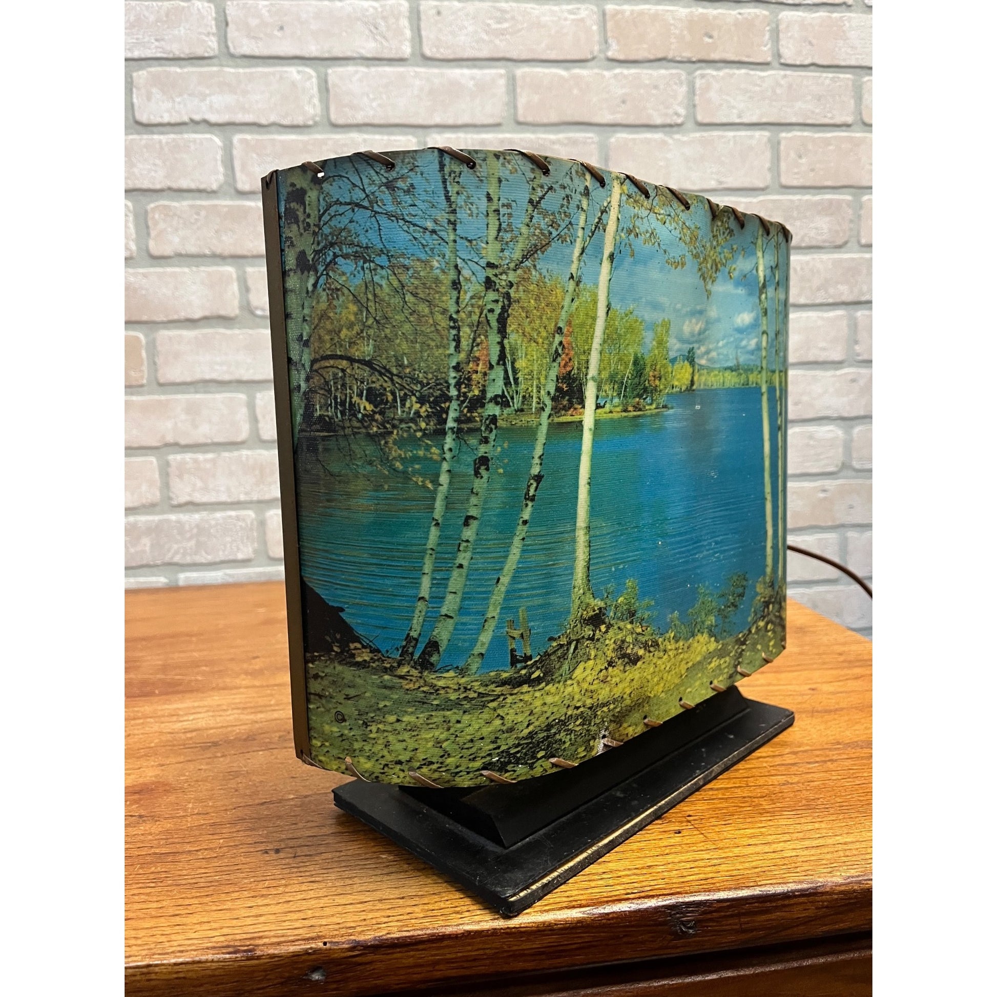 Vintage Helmscene TV Television Lamp Scenic Light Picture Mid-Century Lake Cabin