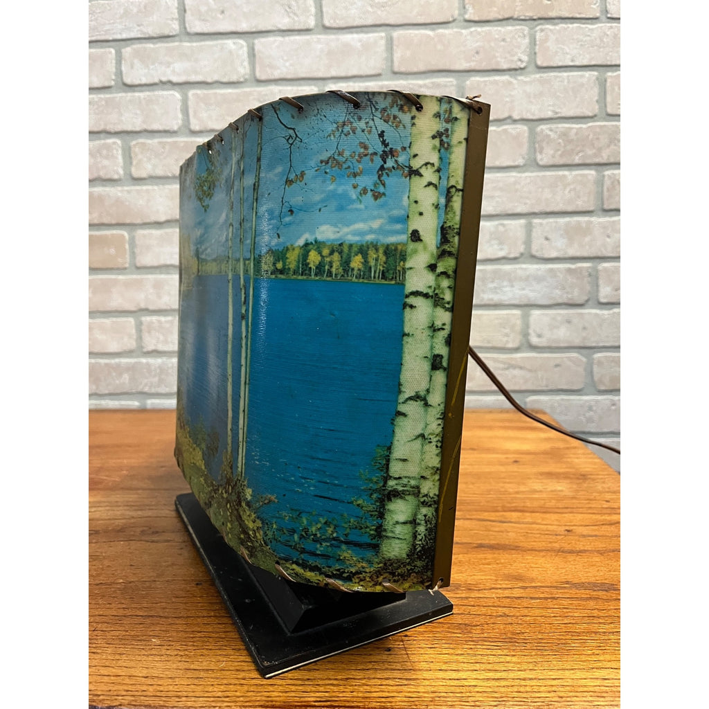 Vintage Helmscene TV Television Lamp Scenic Light Picture Mid-Century Lake Cabin