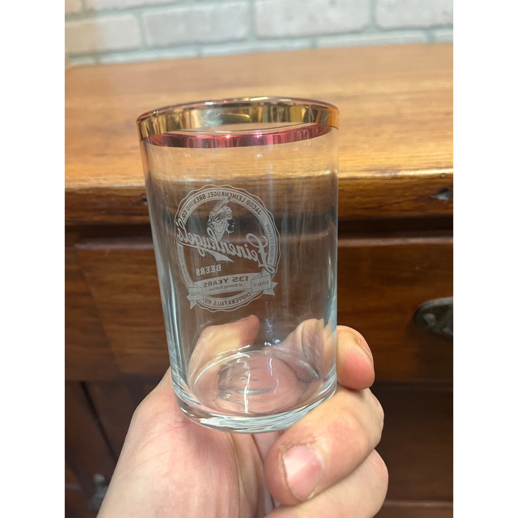 Vintage Leinenkugel's Brewing Co. Beer 135 Years Shell Etched Glass  3.5"