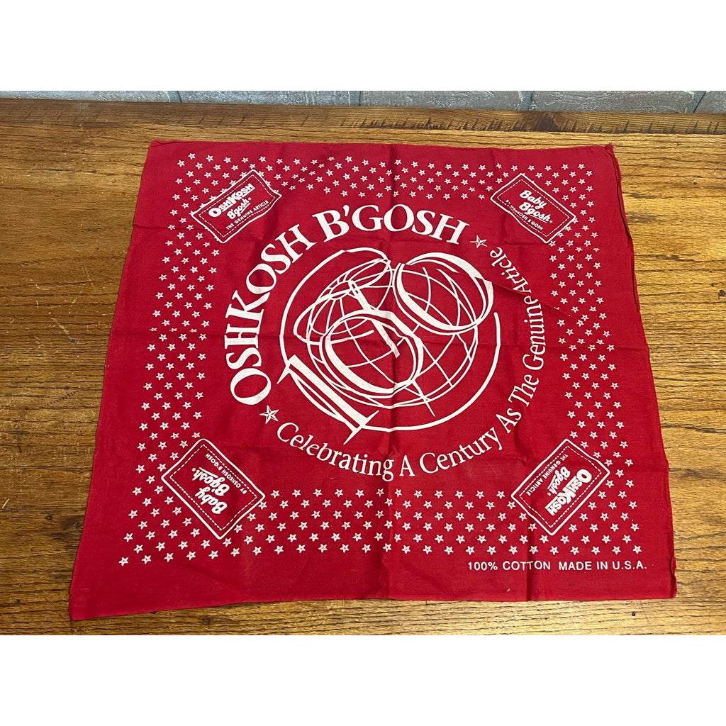 Vintage 1990s Oshkosh B'Gosh Wis Bandana Hankie Handkerchief Red Blue 100 Years