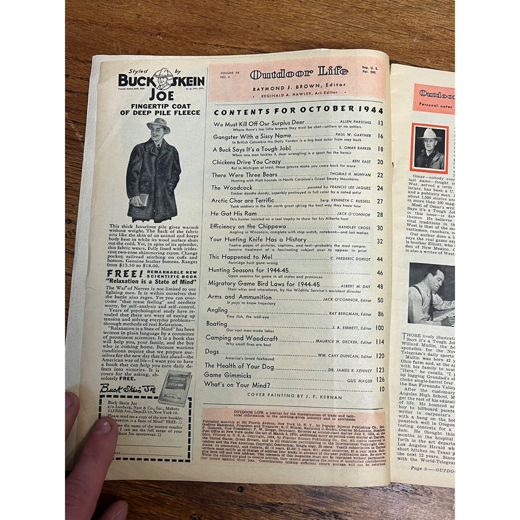 Outdoor Life Magazine October 1944 Vol 94 No 4 Hunting Fishing Print Ads WW2
