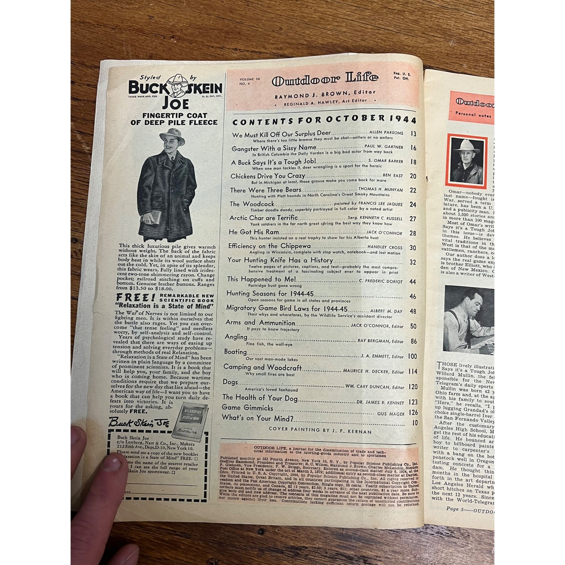 Outdoor Life Magazine October 1944 Vol 94 No 4 Hunting Fishing Print Ads WW2