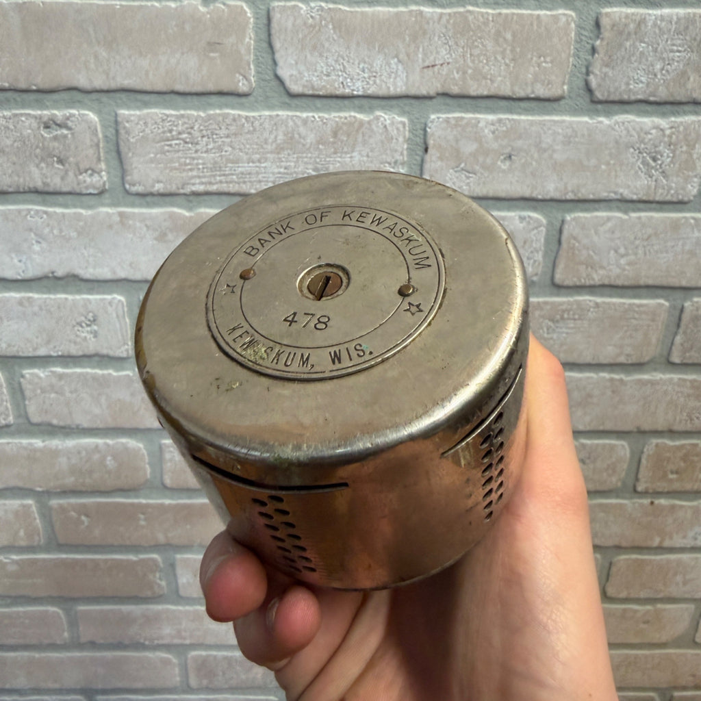 RARE Vintage c1910s The Automatic Teller Bank - Bank of Kewaskum Wis - Round