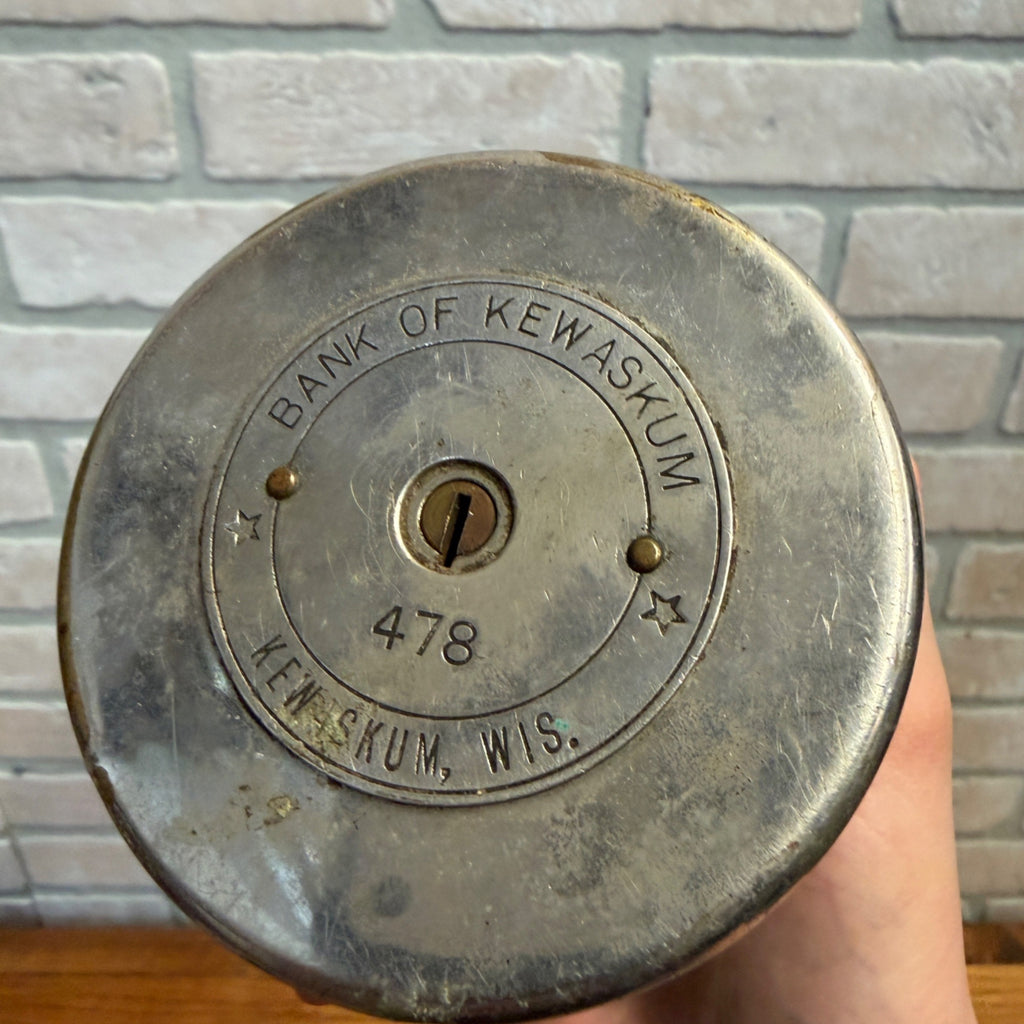RARE Vintage c1910s The Automatic Teller Bank - Bank of Kewaskum Wis - Round