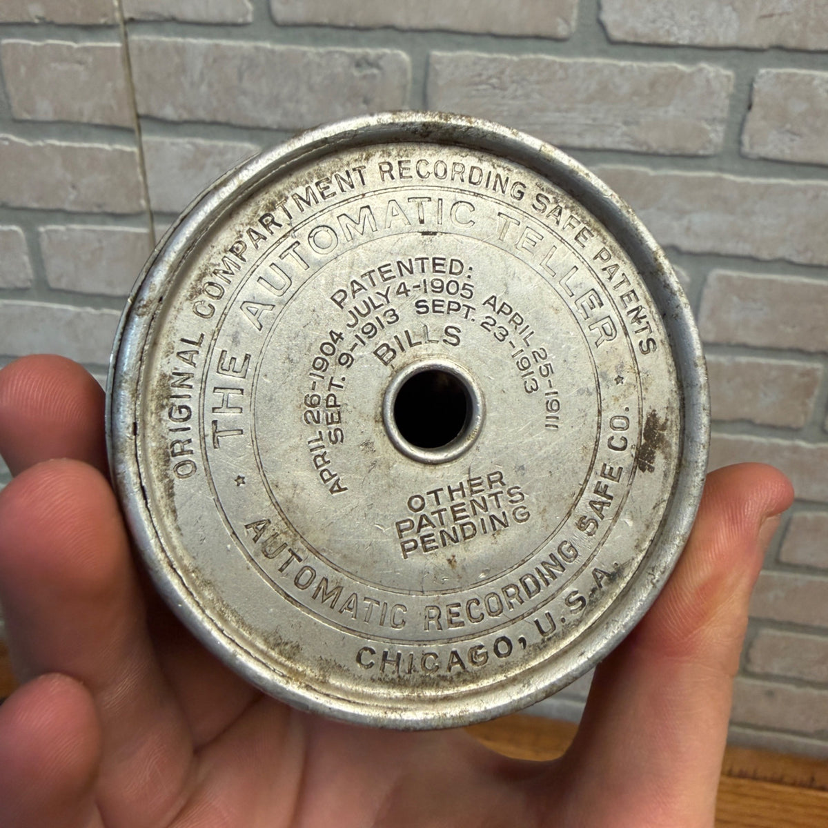 RARE Vintage c1910s The Automatic Teller Bank - Bank of Kewaskum Wis - Round