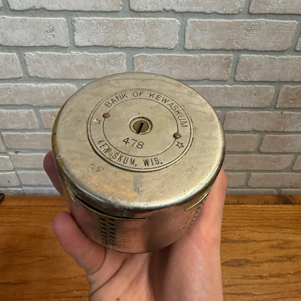 RARE Vintage c1910s The Automatic Teller Bank - Bank of Kewaskum Wis - Round