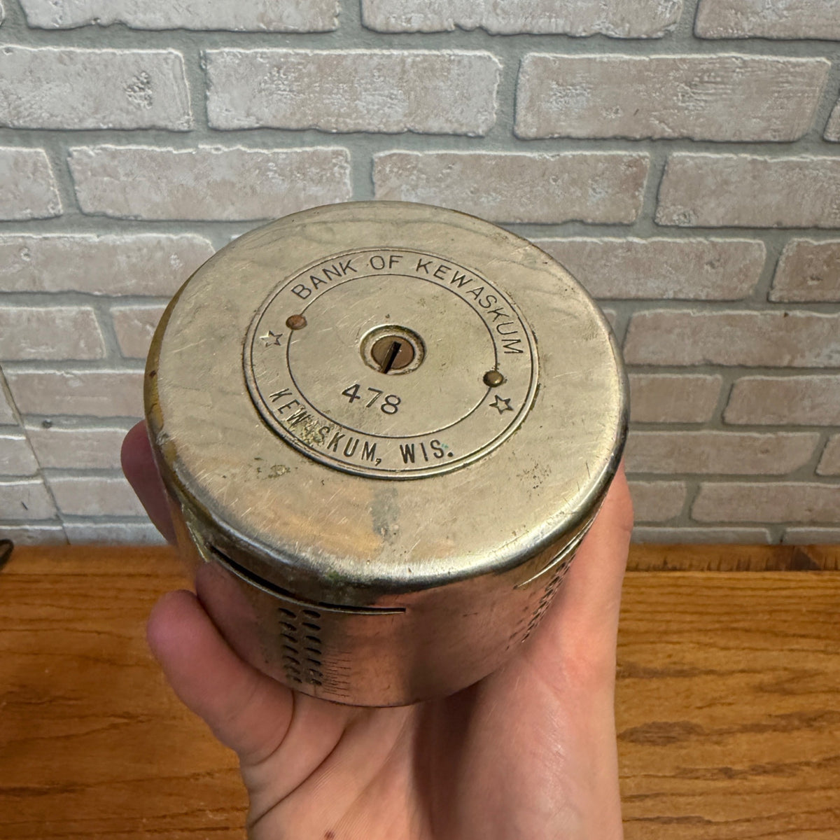RARE Vintage c1910s The Automatic Teller Bank - Bank of Kewaskum Wis - Round