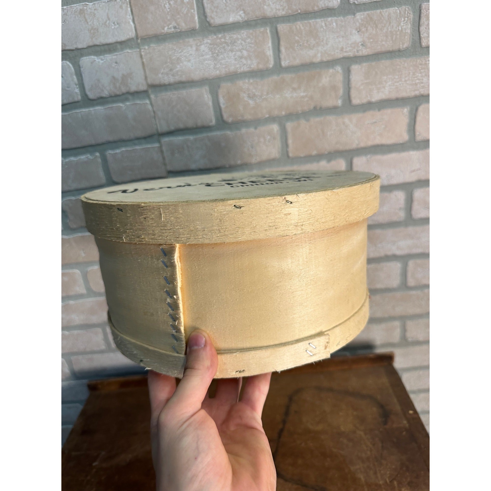 Vern's Cheese Inc Chilton Wisconsin Wis Wooden Cheese Round Container 11"