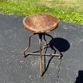 Antique Industrial Adjustable Factory Stool Wood Seat Cast Iron Machine Shop