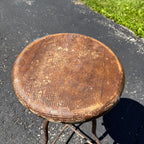Antique Industrial Adjustable Factory Stool Wood Seat Cast Iron Machine Shop