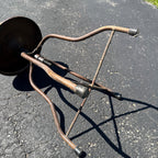 Antique Industrial Adjustable Factory Stool Wood Seat Cast Iron Machine Shop