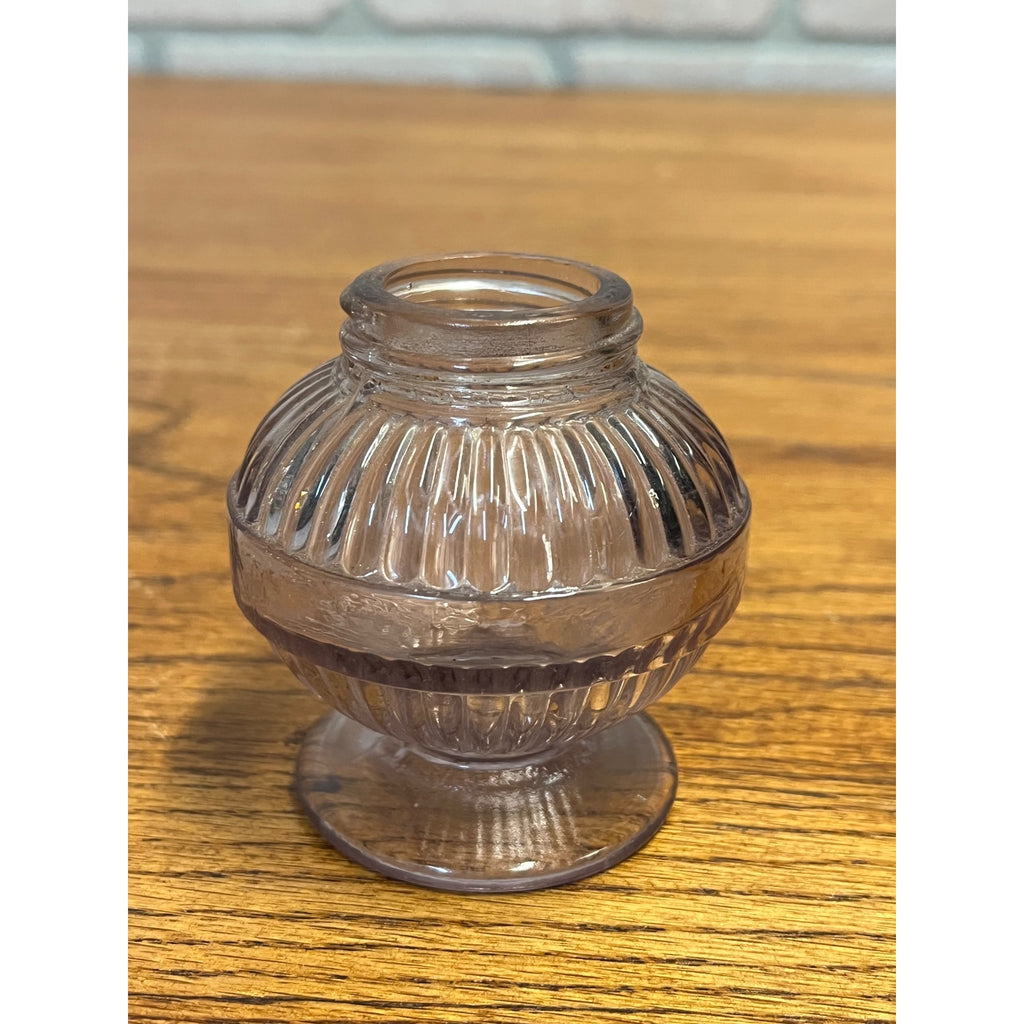Antique Miniature Oil Kerosene Lamp Purple Amethyst Font Footed EAPG 1-3/8" Thrd