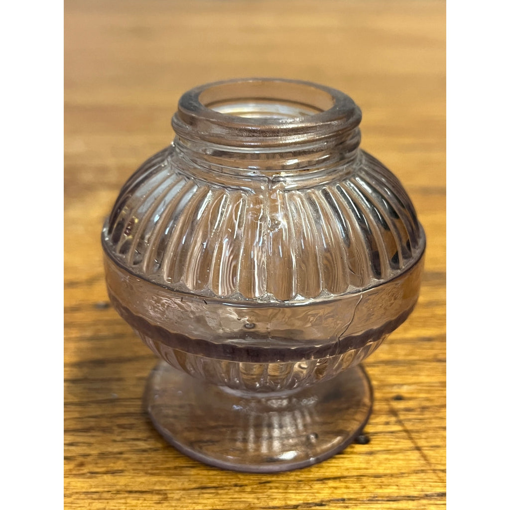 Antique Miniature Oil Kerosene Lamp Purple Amethyst Font Footed EAPG 1-3/8" Thrd