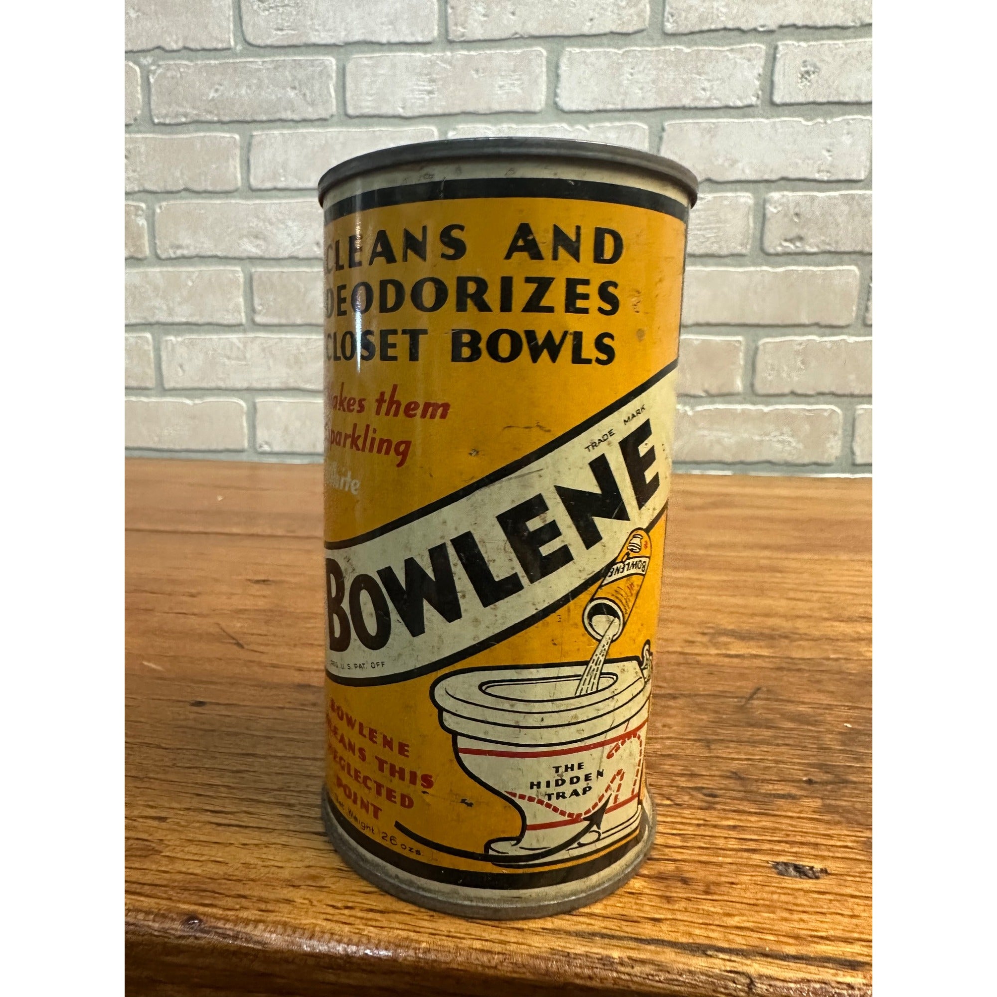 ANTIQUE BOWLENE TOILET BOWL CLEANER CLEANSER POLISH SOAP TIN LITHO CAN BATHROOM