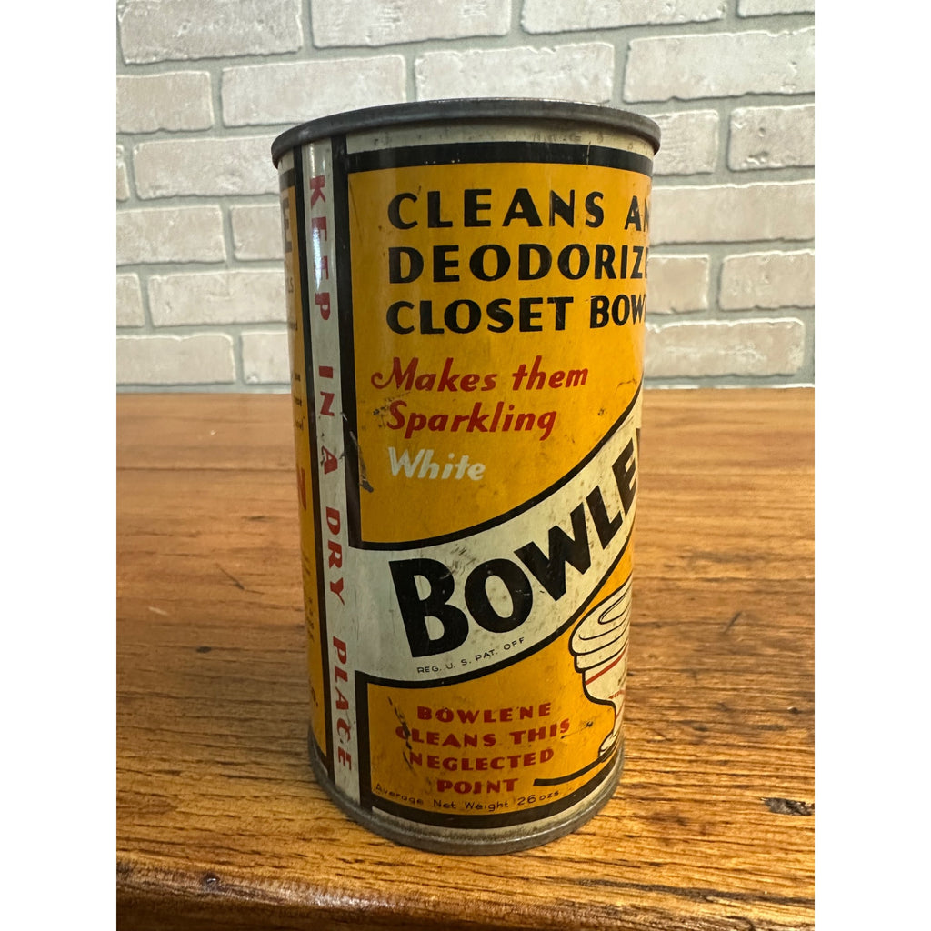 ANTIQUE BOWLENE TOILET BOWL CLEANER CLEANSER POLISH SOAP TIN LITHO CAN BATHROOM