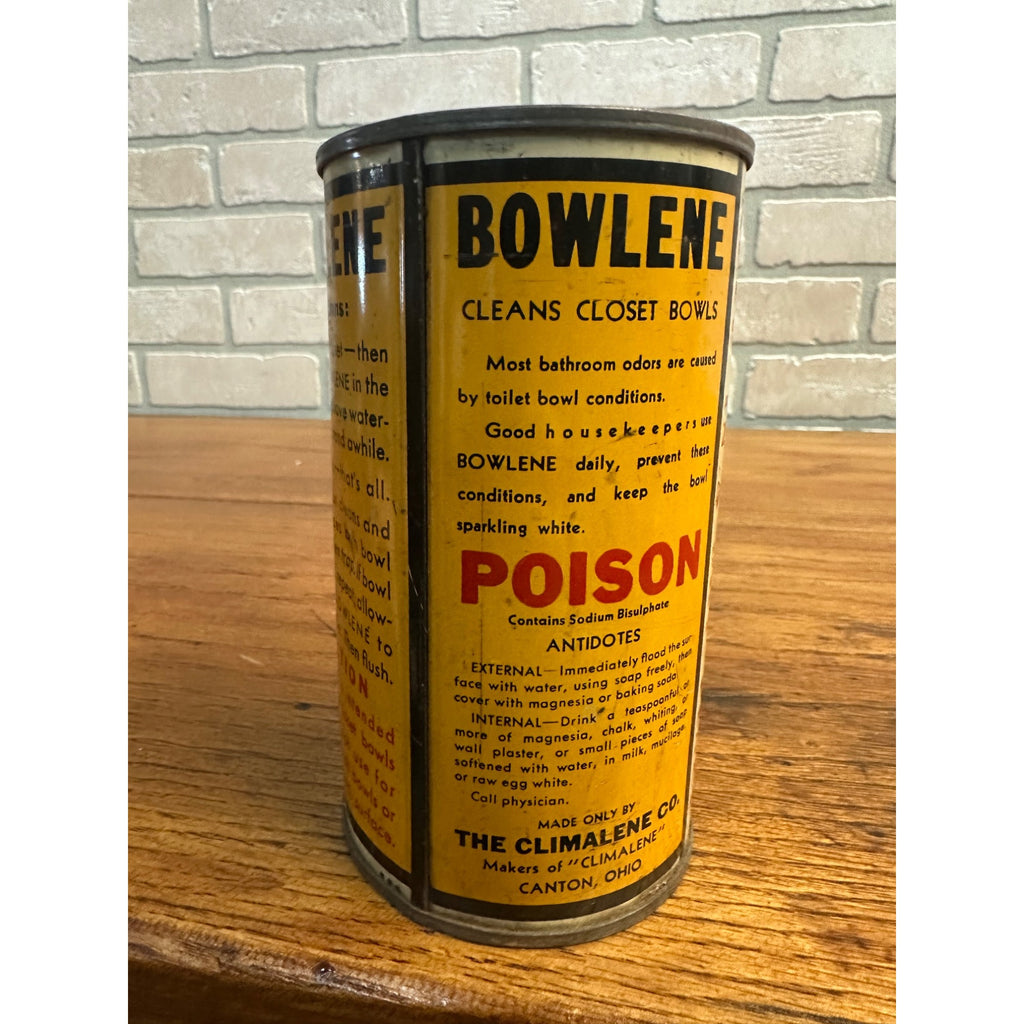 ANTIQUE BOWLENE TOILET BOWL CLEANER CLEANSER POLISH SOAP TIN LITHO CAN BATHROOM