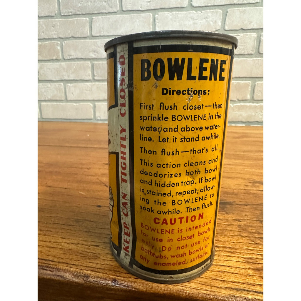 ANTIQUE BOWLENE TOILET BOWL CLEANER CLEANSER POLISH SOAP TIN LITHO CAN BATHROOM
