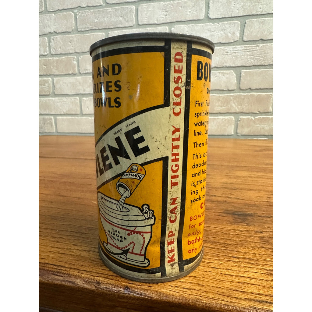 ANTIQUE BOWLENE TOILET BOWL CLEANER CLEANSER POLISH SOAP TIN LITHO CAN BATHROOM