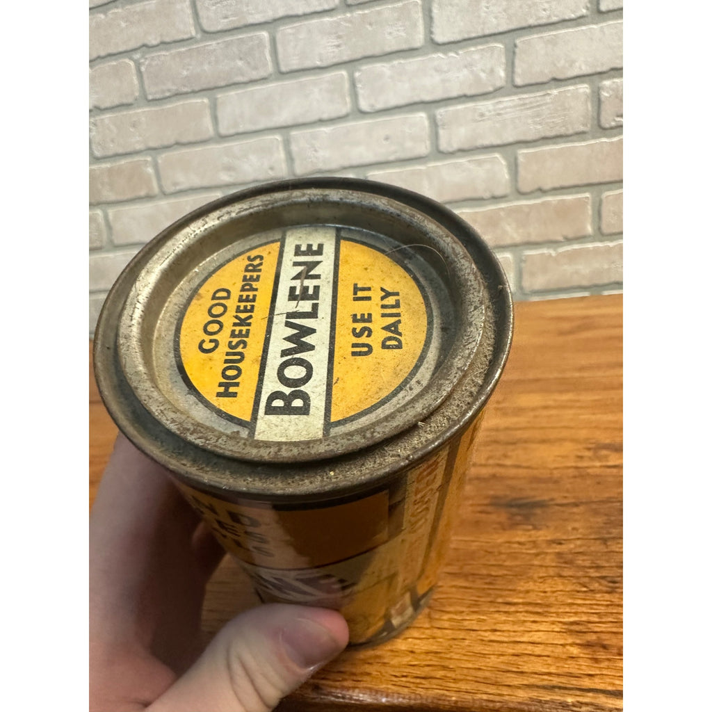 ANTIQUE BOWLENE TOILET BOWL CLEANER CLEANSER POLISH SOAP TIN LITHO CAN BATHROOM