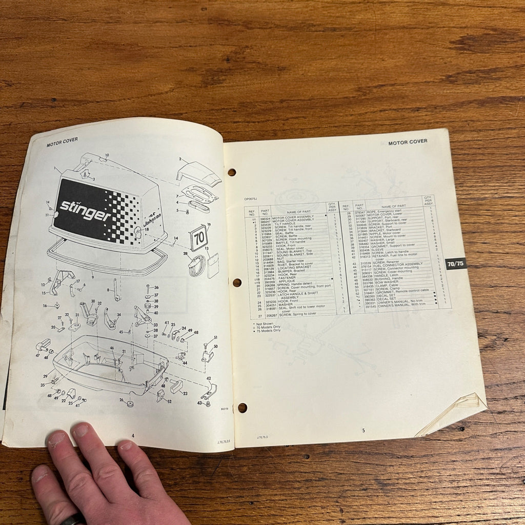 Johnson Outboard Service Parts Catalog 70HP 75HP J70ELCS J75ER (1980)