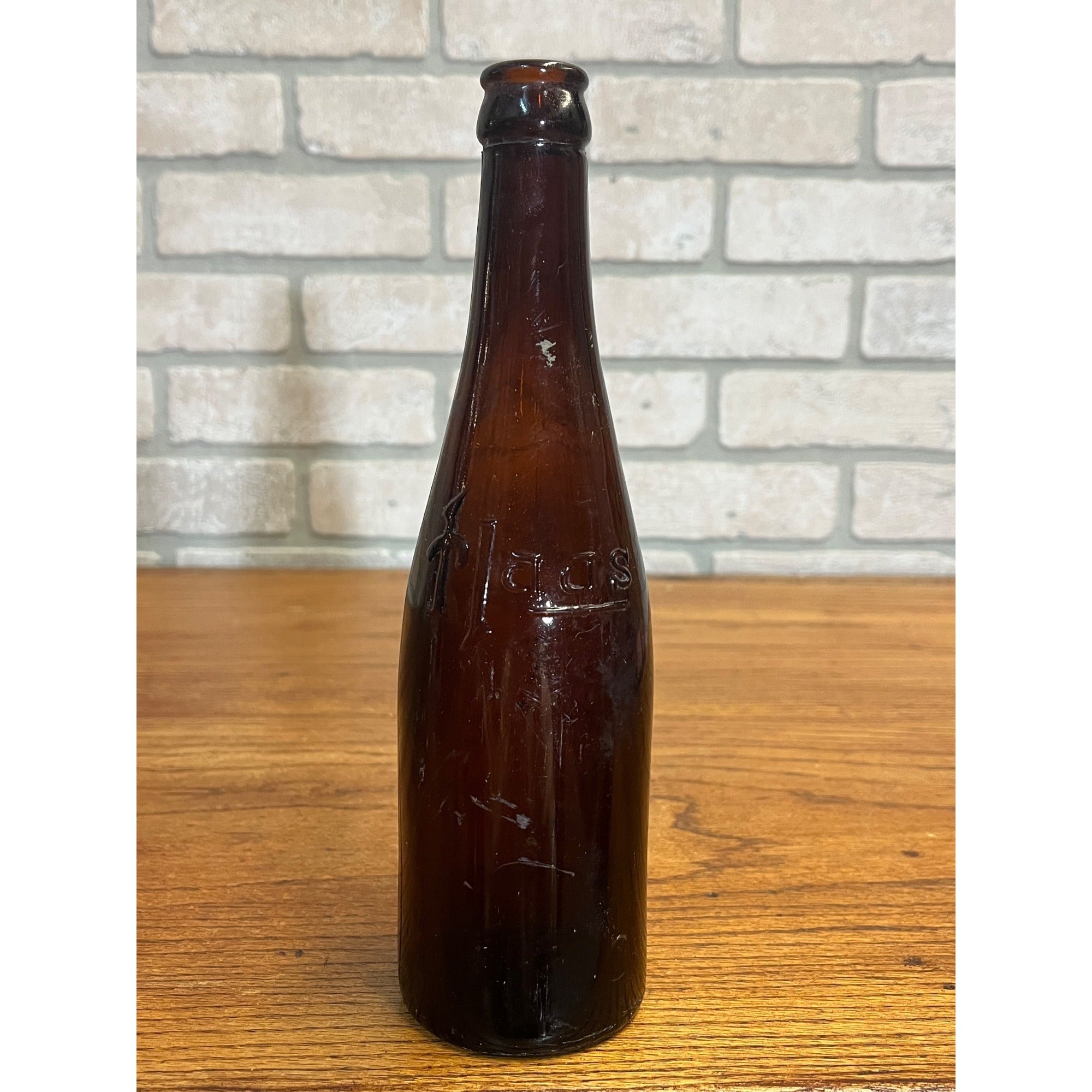 Vintage John Haas Brewing Co. Embossed Beer Bottle Ripon Wisconsin Amber Glass