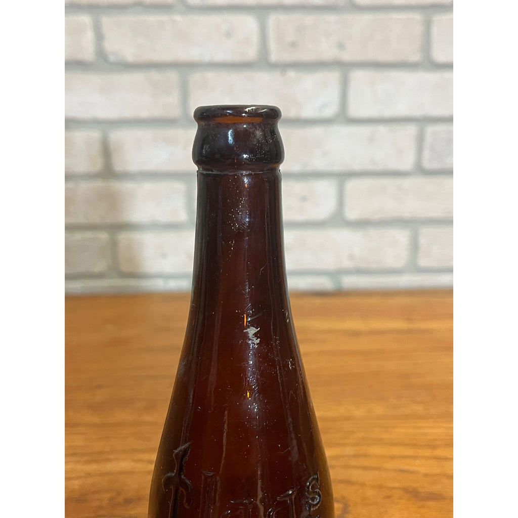 Vintage John Haas Brewing Co. Embossed Beer Bottle Ripon Wisconsin Amber Glass