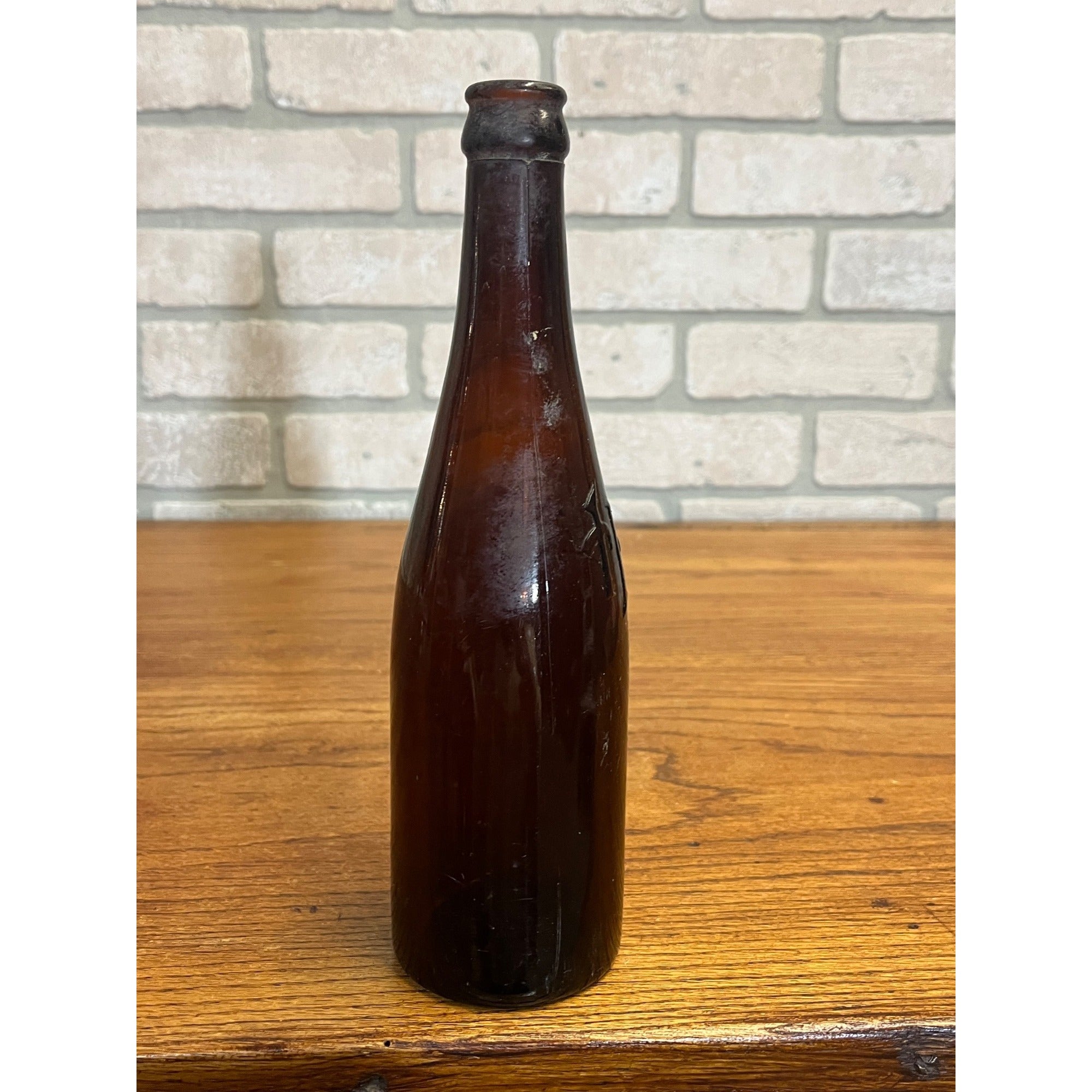 Vintage John Haas Brewing Co. Embossed Beer Bottle Ripon Wisconsin Amber Glass