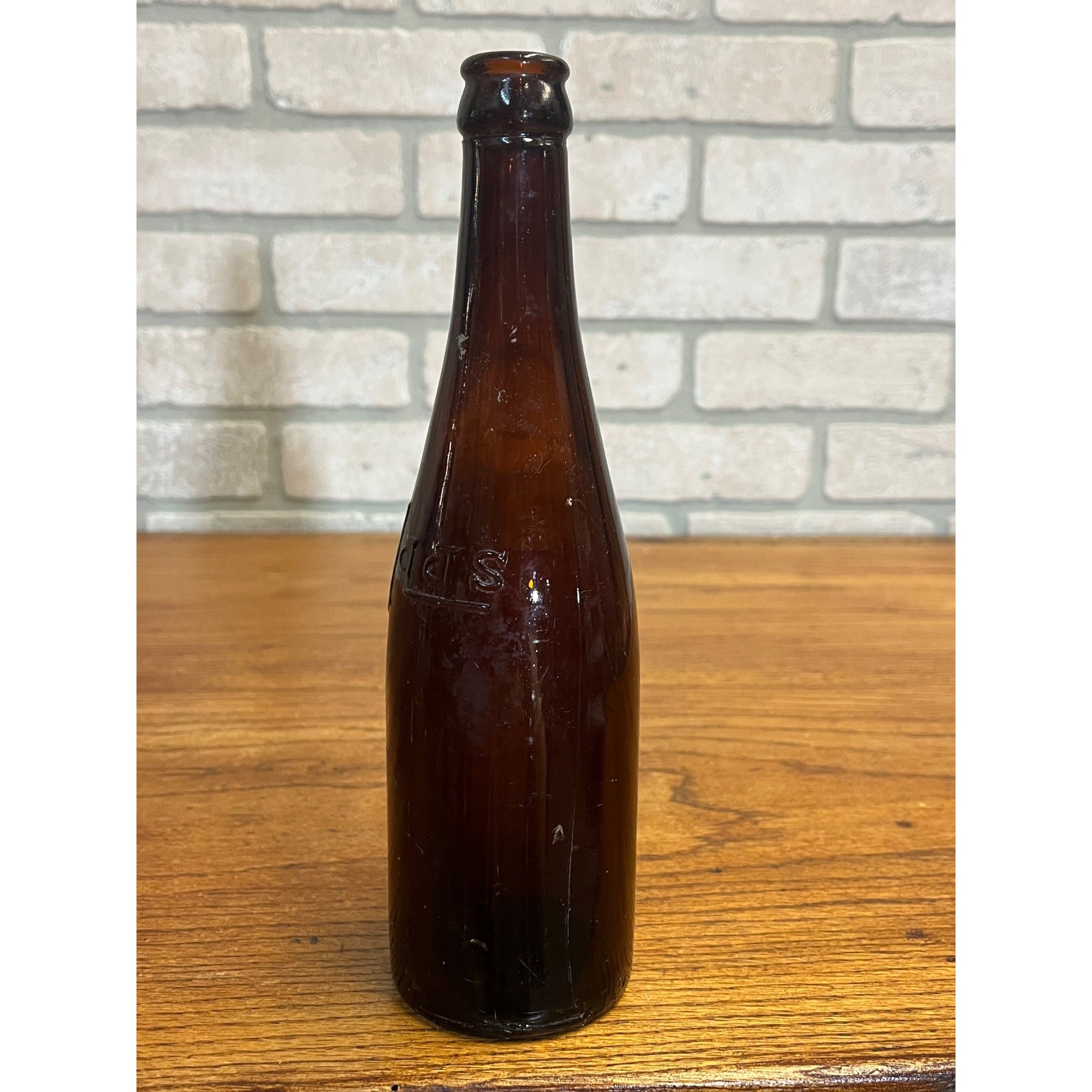 Vintage John Haas Brewing Co. Embossed Beer Bottle Ripon Wisconsin Amber Glass