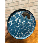 Antique Primitive Blue & White Swirl Enamelware Cream Milk Can Pail Farmhouse Kitchen Decor