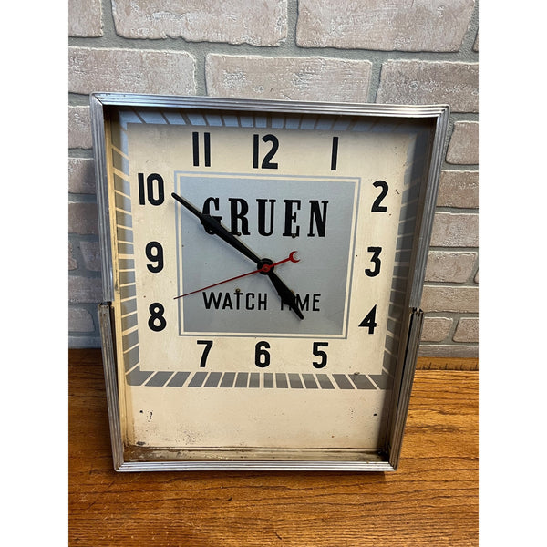 Vintage Gruen Watch Time Advertising Store Display Clock - As-Is