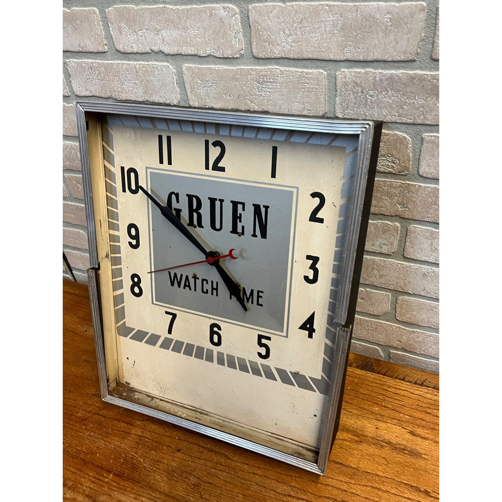 Vintage Gruen Watch Time Advertising Store Display Clock - As-Is