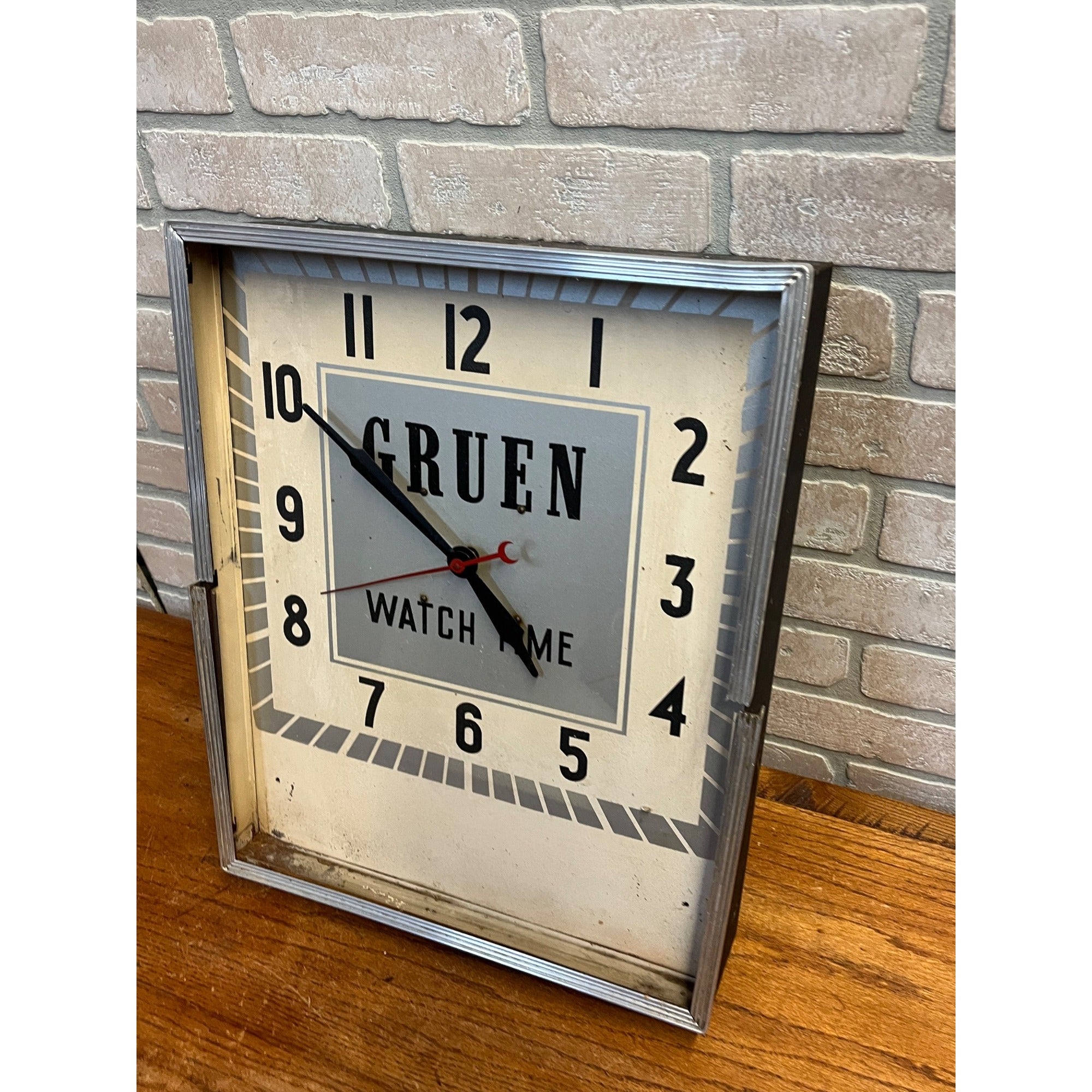 Vintage Gruen Watch Time Advertising Store Display Clock - As-Is
