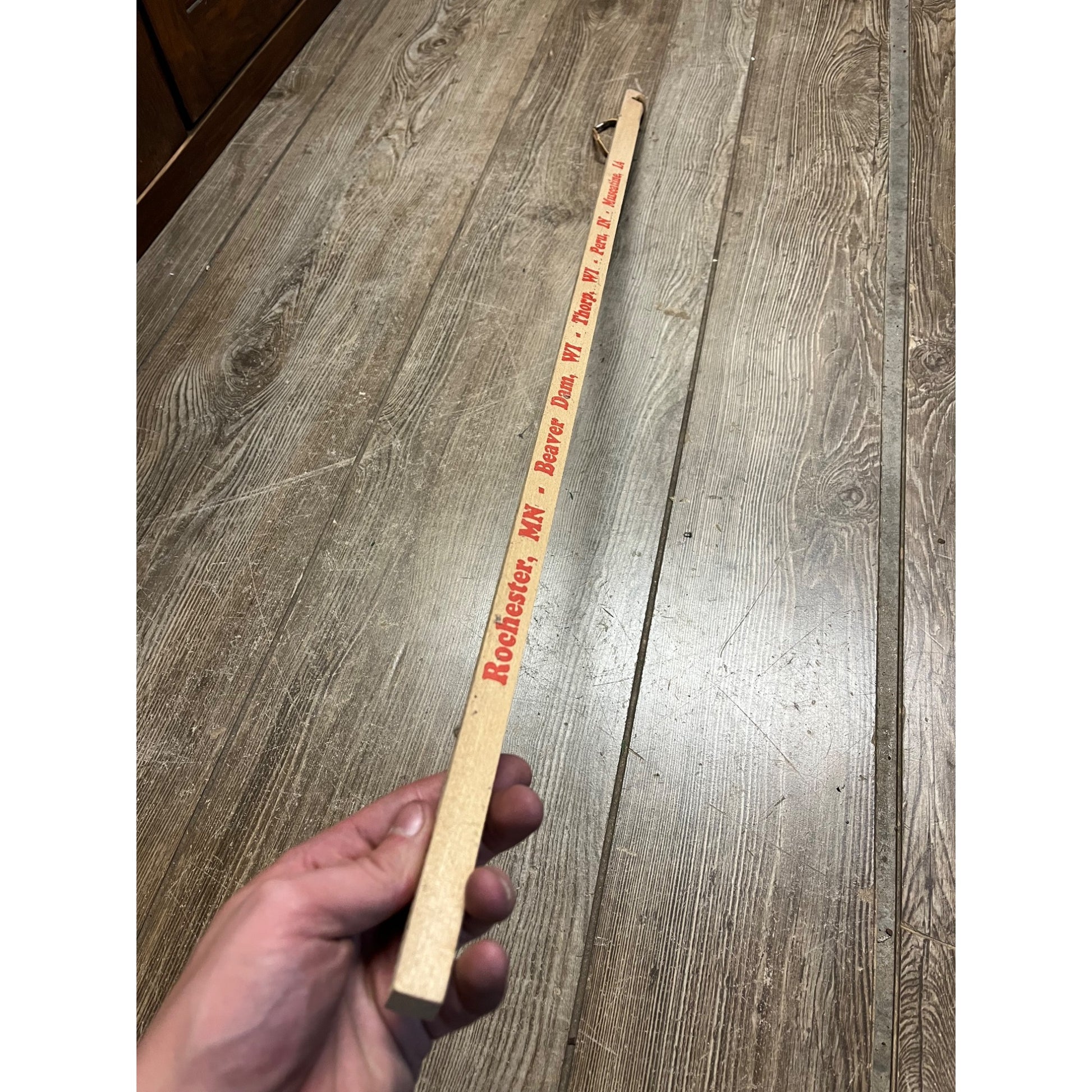 Vintage Rochester Silo MN Farm 36" Measuring Yardstick Wooden Walking Stick