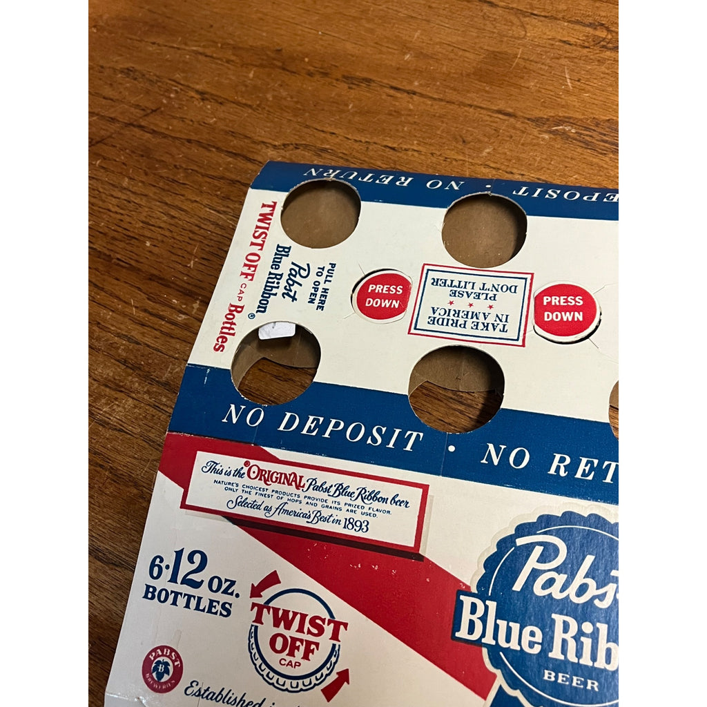 Vintage 1970s Pabst Blue Ribbon 6-Pack Beer Bottle Carrier Milwaukee Twist Off