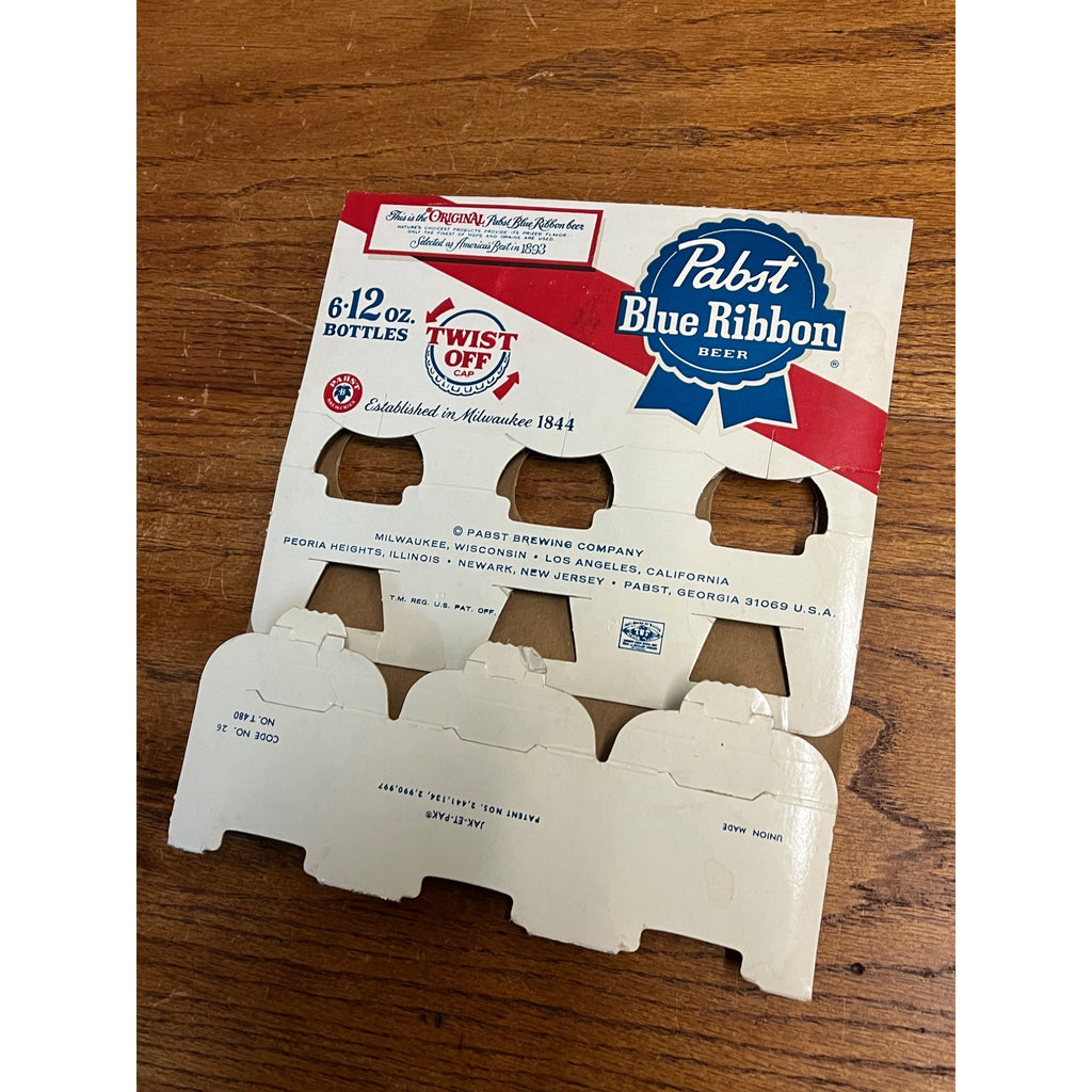 Vintage 1970s Pabst Blue Ribbon 6-Pack Beer Bottle Carrier Milwaukee Twist Off