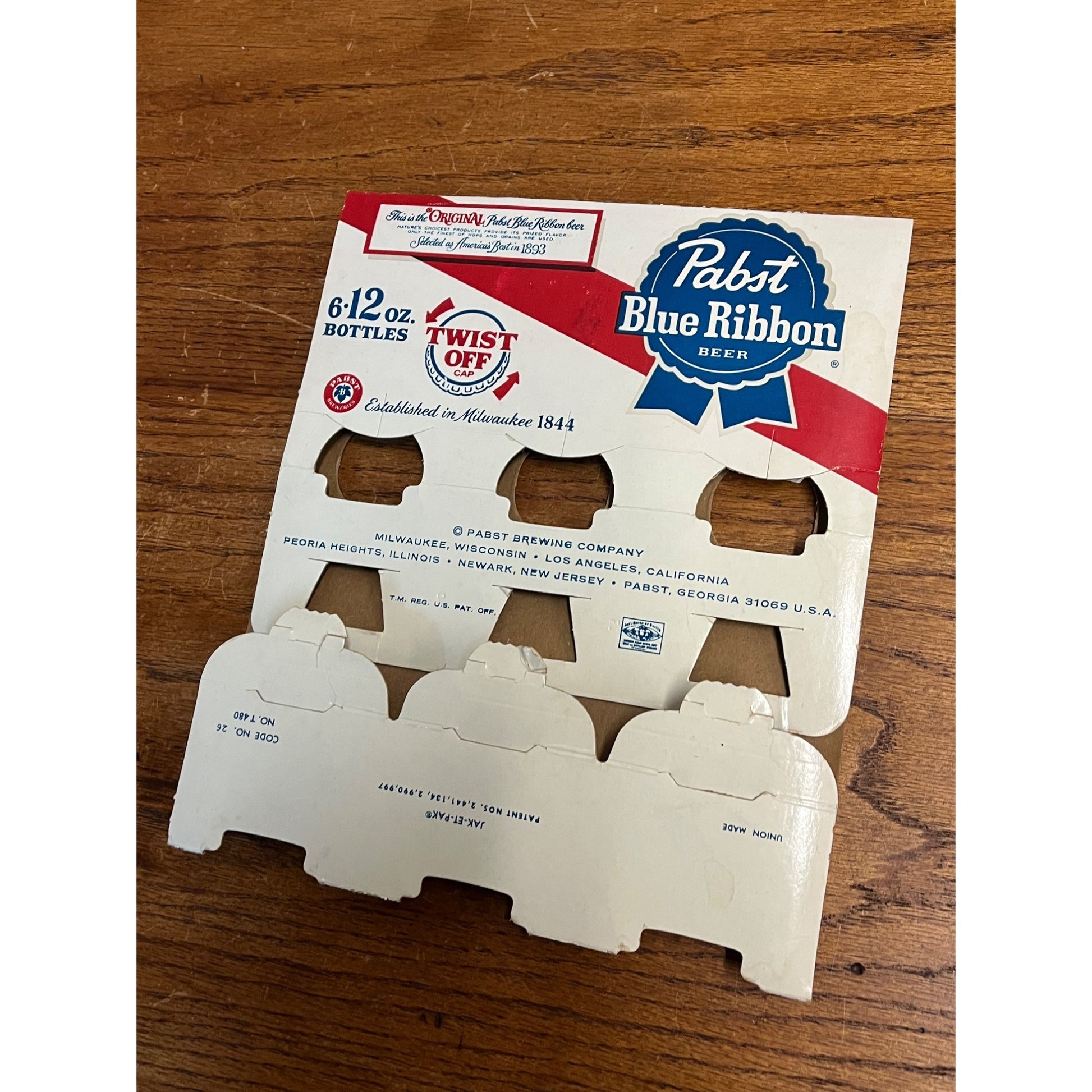 Vintage 1970s Pabst Blue Ribbon 6-Pack Beer Bottle Carrier Milwaukee Twist Off