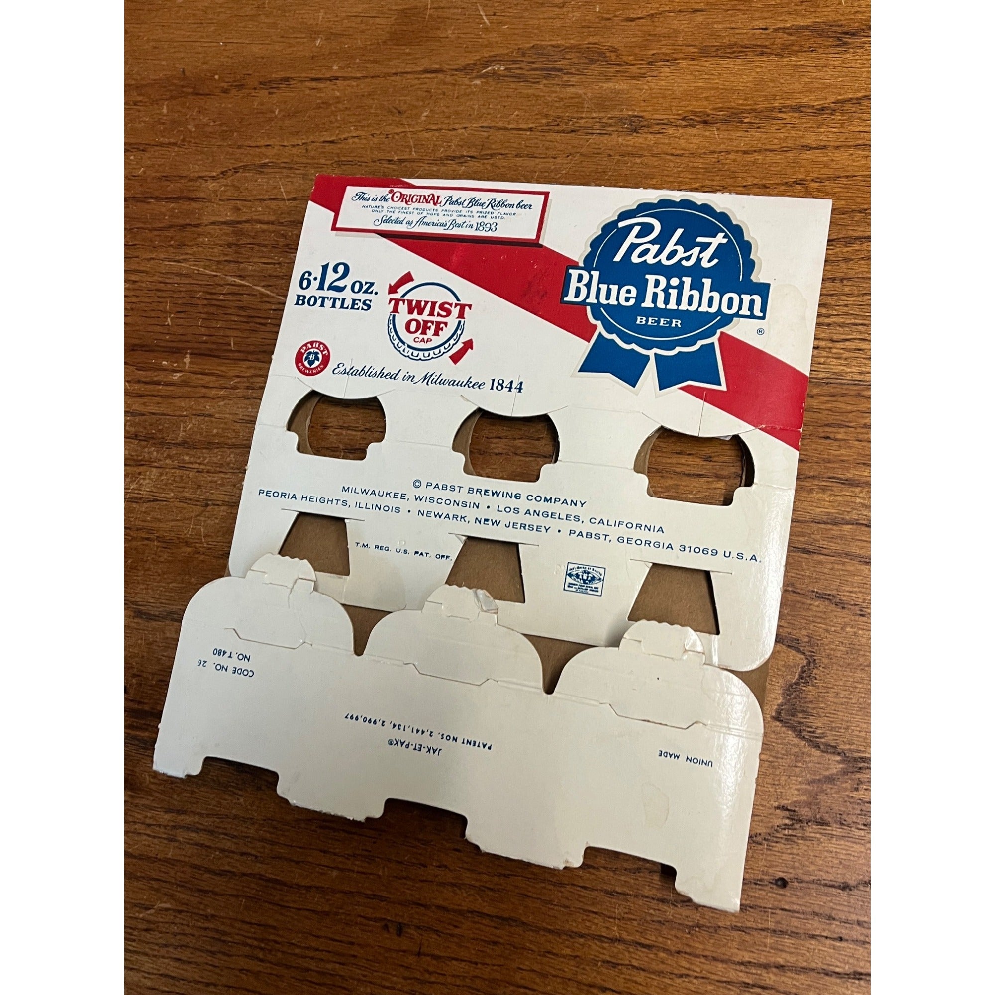 Vintage 1970s Pabst Blue Ribbon 6-Pack Beer Bottle Carrier Milwaukee Twist Off