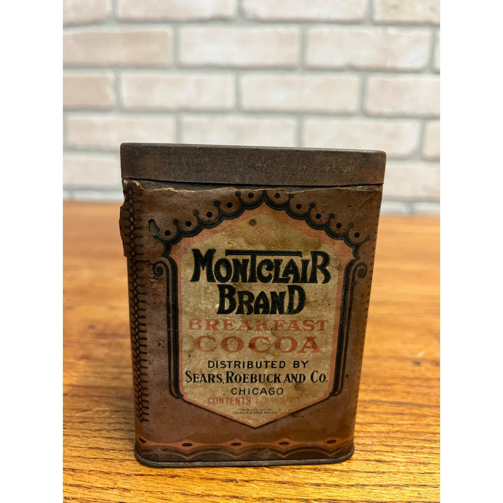 Vintage 1920s Montclair Breakfast Cocoa Tin Can Advertising Sears Roebuck Co