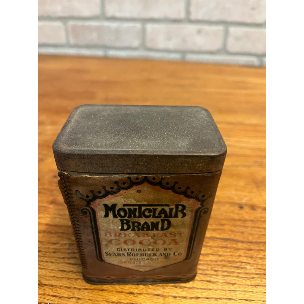 Vintage 1920s Montclair Breakfast Cocoa Tin Can Advertising Sears Roebuck Co