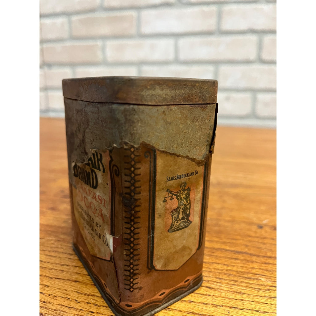 Vintage 1920s Montclair Breakfast Cocoa Tin Can Advertising Sears Roebuck Co