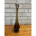 Vintage MCM Viking Glass Epic Column Swung Vase Smoke Brown Root Beer