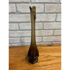Vintage MCM Viking Glass Epic Column Swung Vase Smoke Brown Root Beer