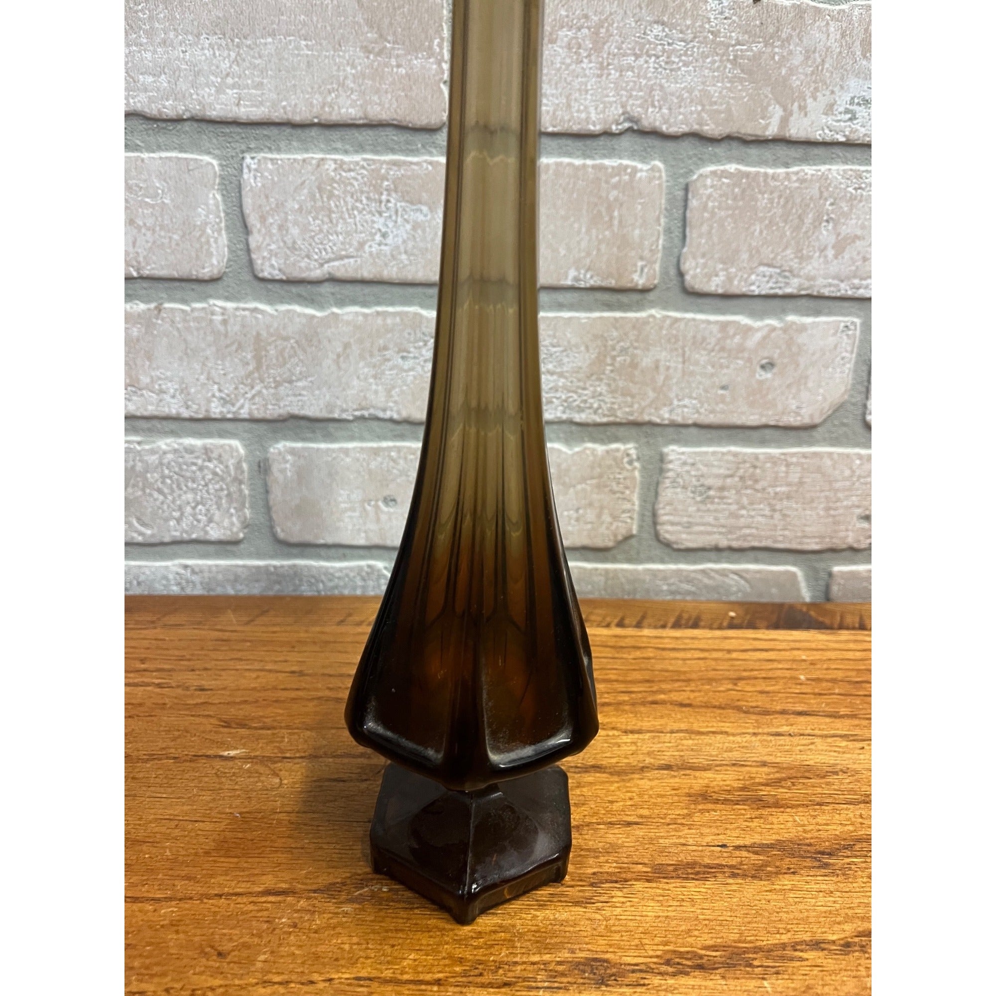 Vintage MCM Viking Glass Epic Column Swung Vase Smoke Brown Root Beer