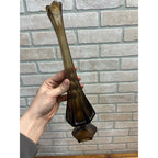 Vintage MCM Viking Glass Epic Column Swung Vase Smoke Brown Root Beer